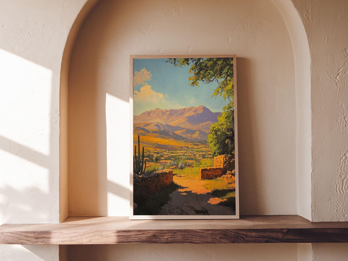Rustic Mountain Landscape Framed Print Southwest Wall Art Above Sofa Rustic Decor Gift Idea Living Room Art Landscape Painting - Image 5