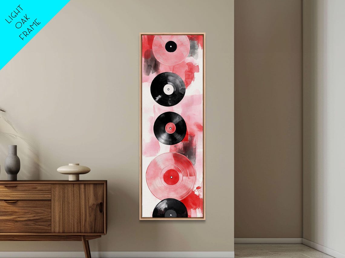 Abstract Vinyl Records With Paint Drips Pink Retro Music Wall Art - Image 3