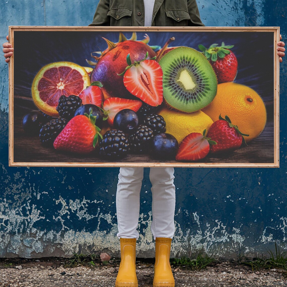 Fruits Wall Art Food Art Berries Kiwi Orange Kitchen Wall Decor Panoramic Wall Decor Print Wall Art Framed Art - Image 6