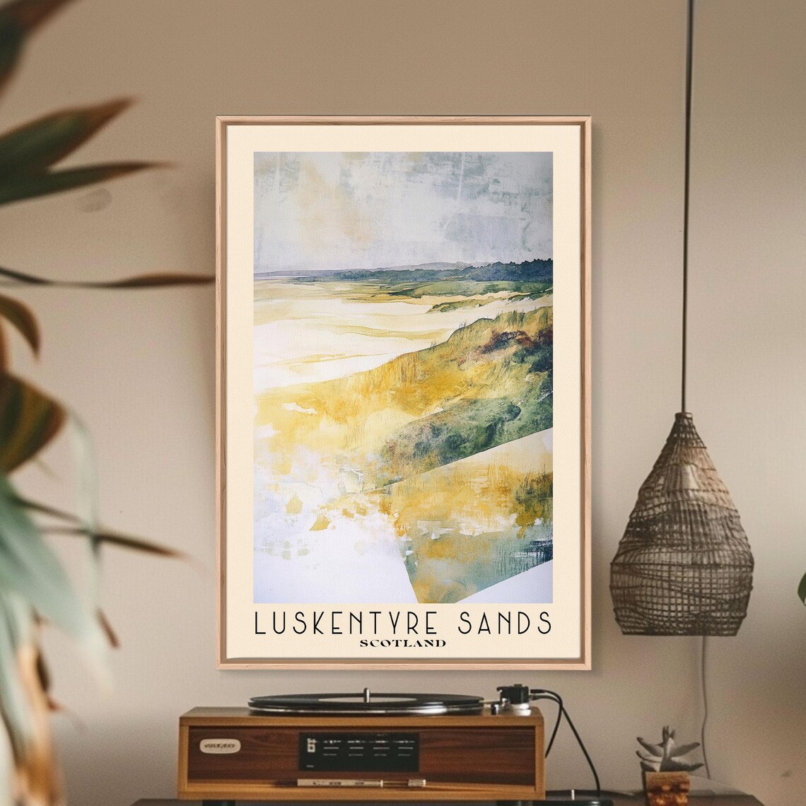 Luskentyre Sands Scotland Golden Dunes Grass Watercolor Abstract Poster