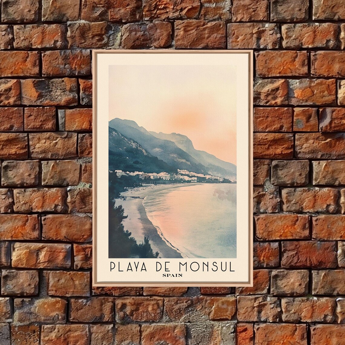 Playa De Monsul Spain Misty Sunrise Dark Mountain Cove Shore Poster - Image 4