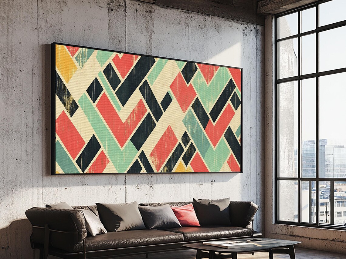 Abstract Mid Century Modern Chevrons Poster - Image 3