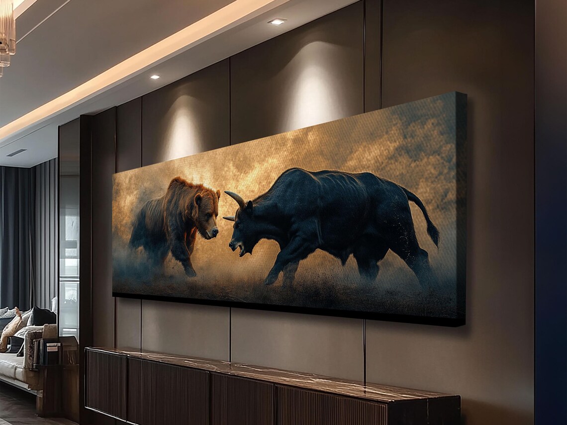 Bull and Bear, Moody Rustic Industrial Art Print - Image 2