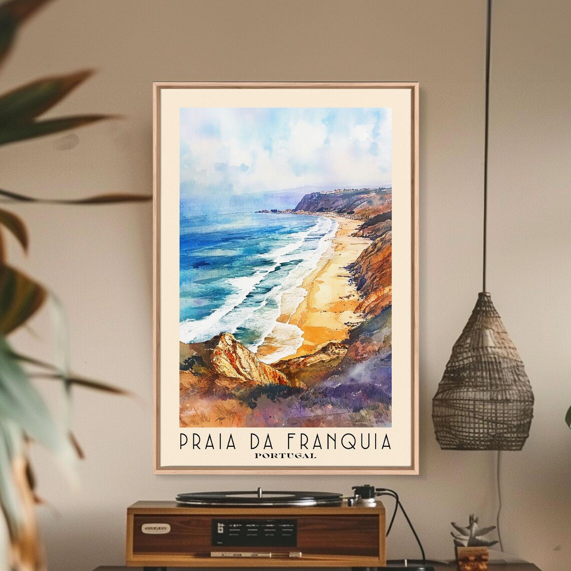 Praia da Franquia Portugal Golden Beach Surf Ochre Cliffs Travel Poster - Image 2