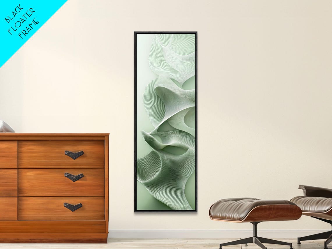 Sage Green Flowing Abstract Ribbed Waves Minimalist Modern Art Poster - Image 5