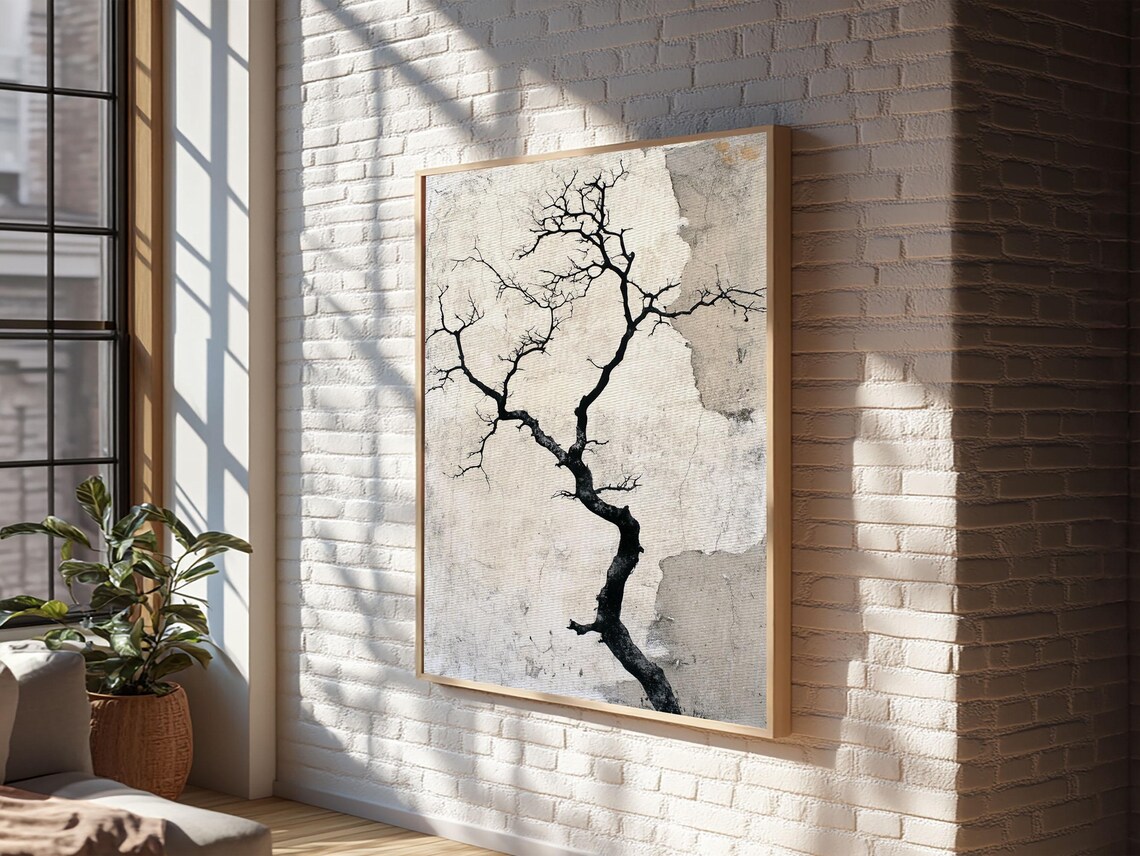 Double Exposure Tree Optical Illusion, Wabi Sabi Art Print