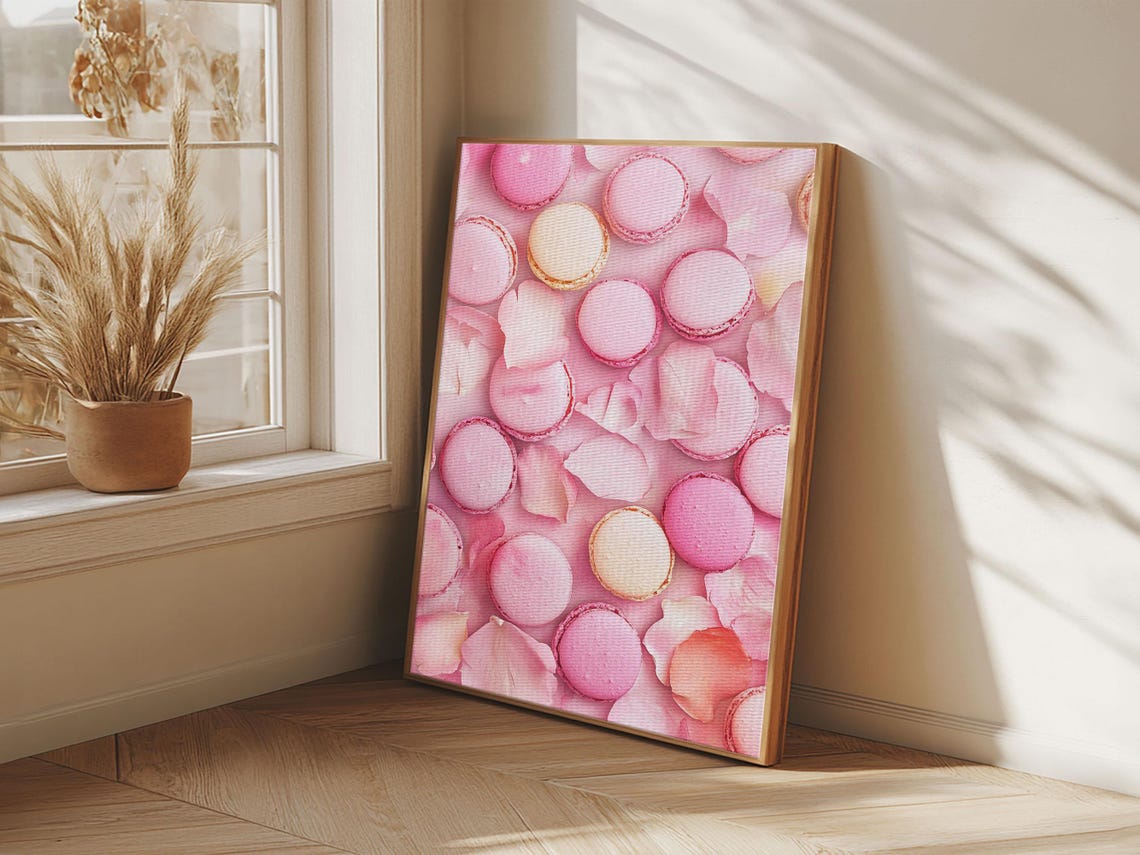 Pink Macarons Rose Petals Sweet Pastel Kitchen Wall Art Print Poster - Image 5