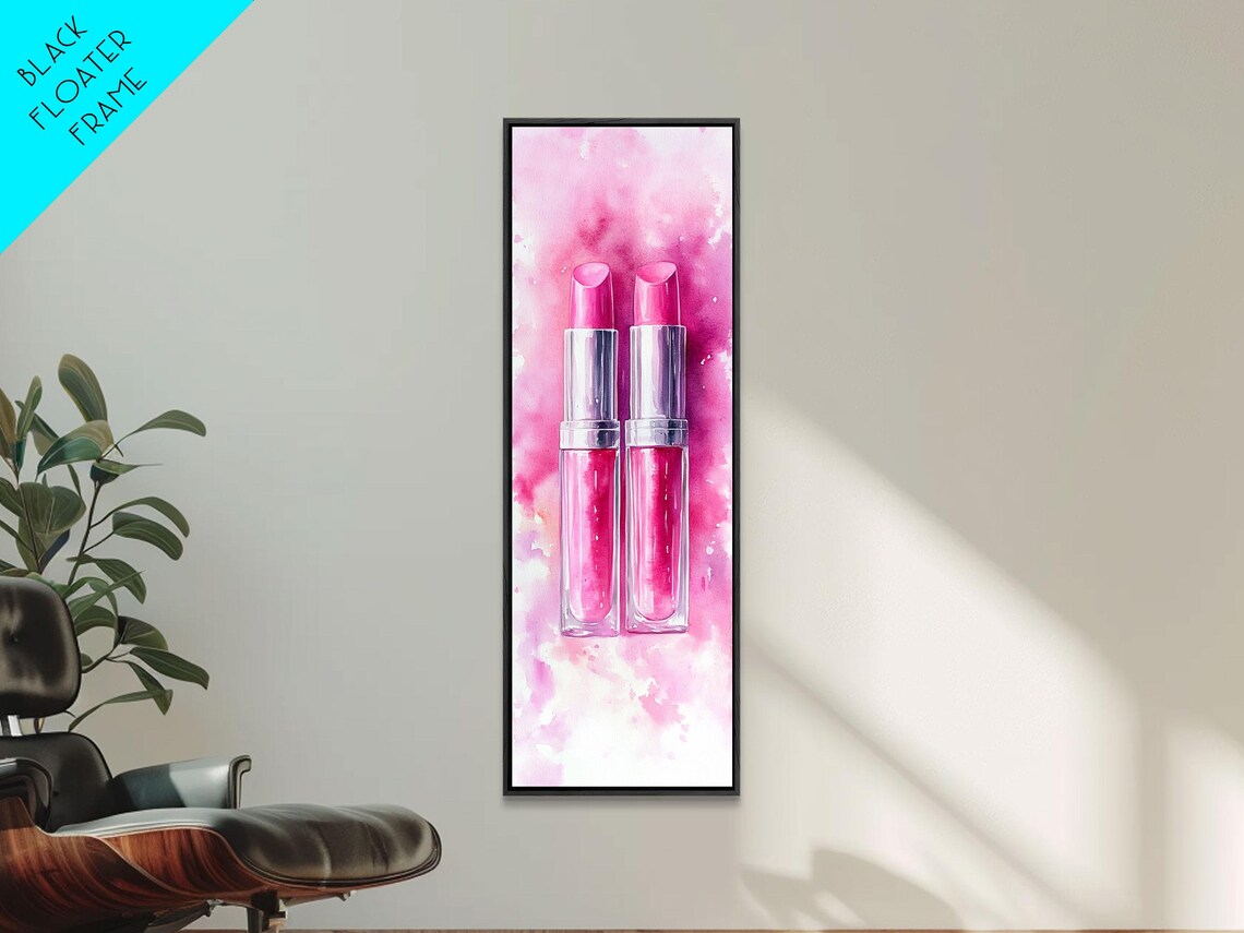 Pink Lipstick Duo Watercolor Beauty Cosmetic Painting Poster - Image 5