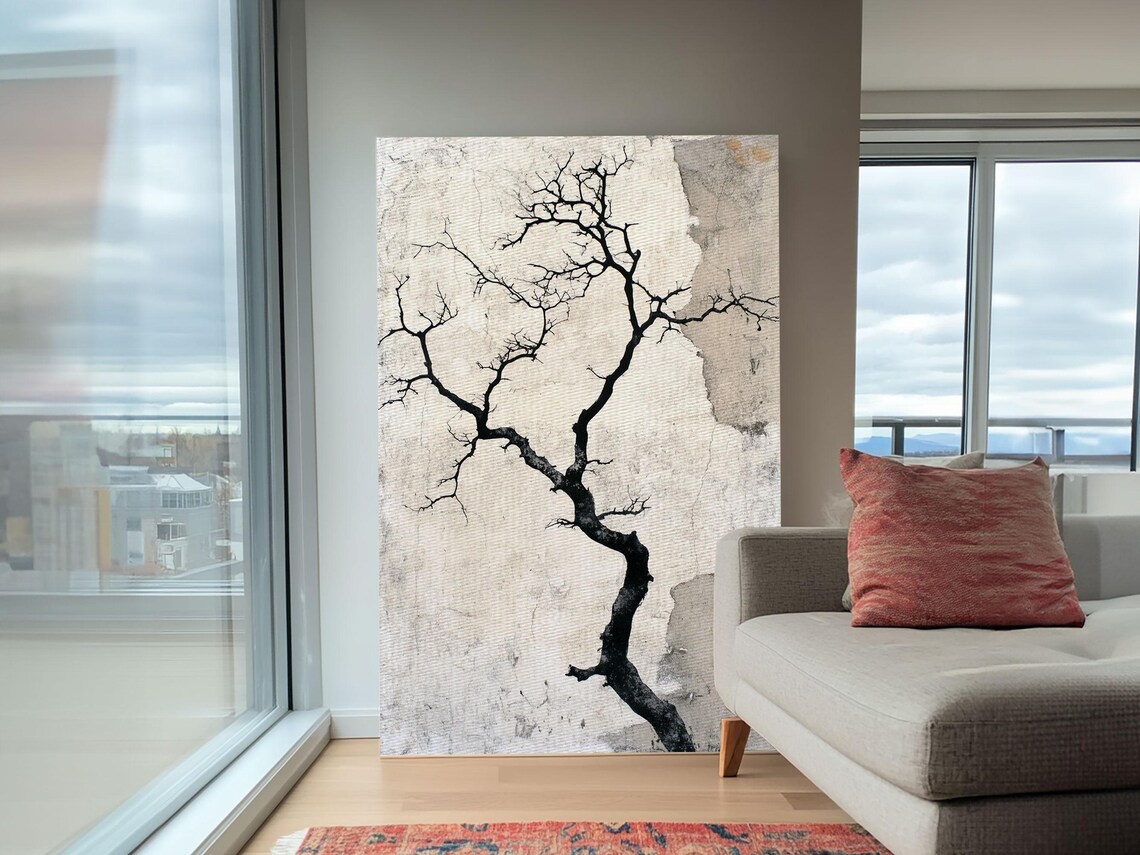 Double Exposure Tree Optical Illusion, Wabi Sabi Art Print - Image 2