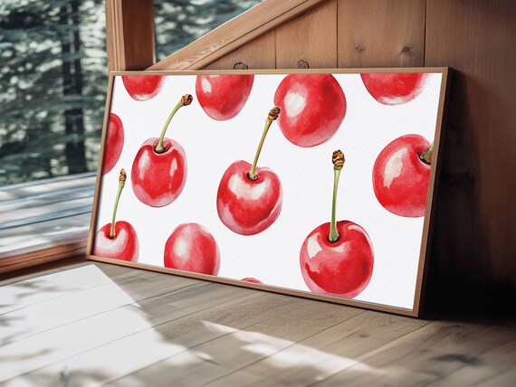 Kitchen Wall Art Watercolor Painting Of Cherries Print Cherry Wall Art Cherry Decor Cherries Kitchen Wall Art Kitsch Kitchen