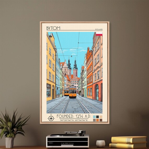 Bytom Poland Travel Poster Framed Print Vintage Style Pop Art Home Decor Scenic Wall Art Living Room Decoration Artistic Gift
