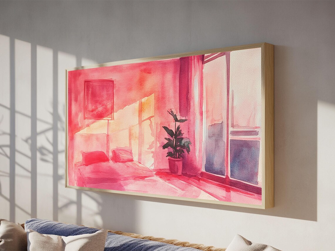 Sunny Bedroom Print Light Pink Wall Art Minimalist Decor Cherry Wall Art Therapy Art Rustic Bedroom Art Boho Art Gift Idea - Image 3