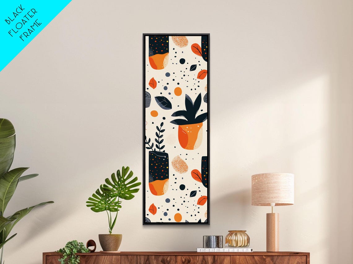 Boho Orange Botanical Potted Plants Pattern Minimalist Art Print - Image 6