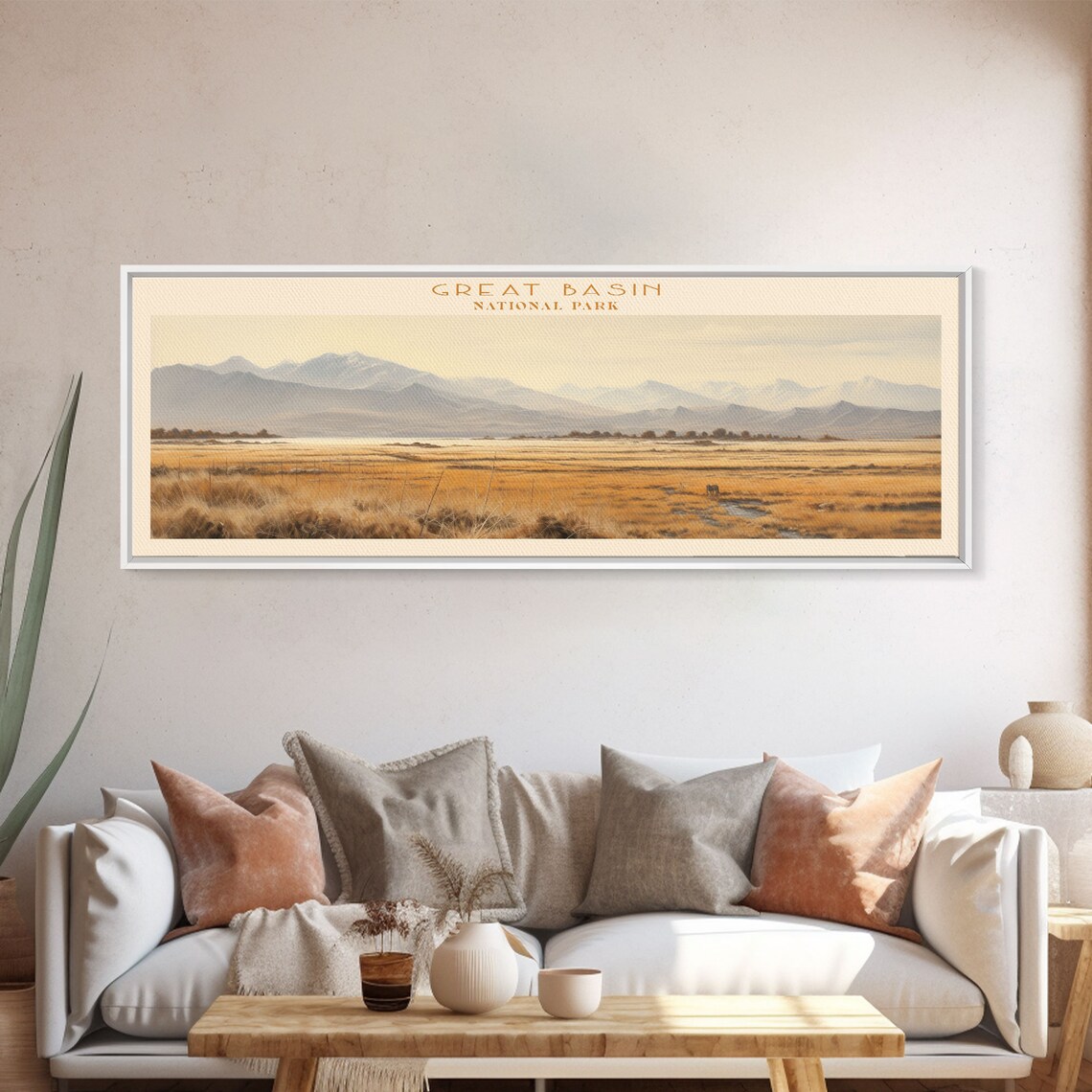 Great Basin National Park Golden Prairie Watercolor Panoramic Travel Poster - Image 5