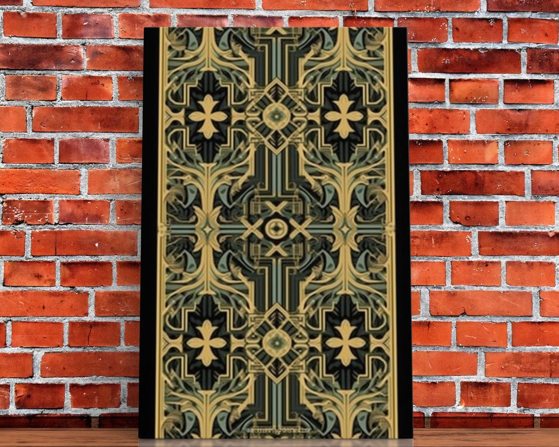 Art Deco Gold Green Ornamental Pattern Vintage 1920s Style Wall Poster - Image 5
