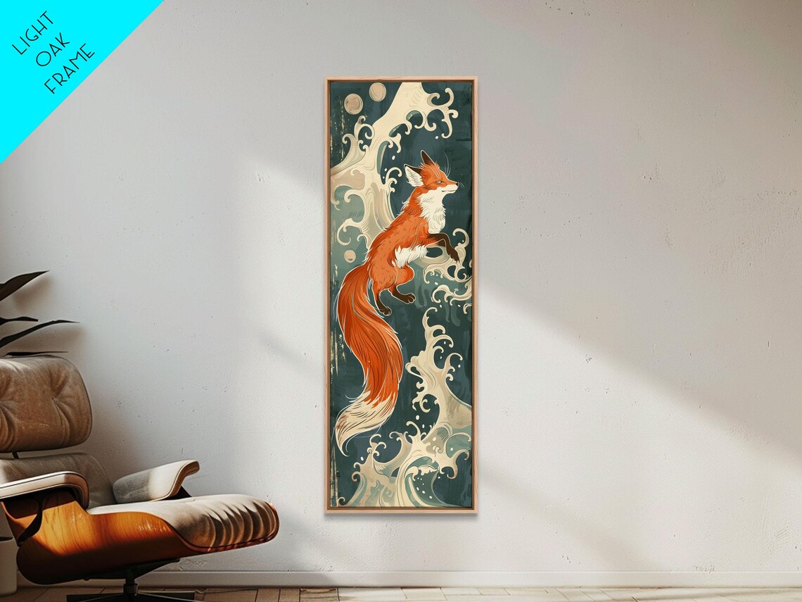 Ukiyo-E Fox and Foamy Waves, Japanese Art Print - Image 5