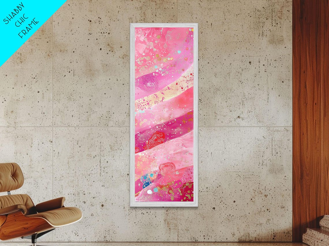 Vibrant Pink Abstract Watercolor With Gold Metallic Accents Wall Art - Image 6