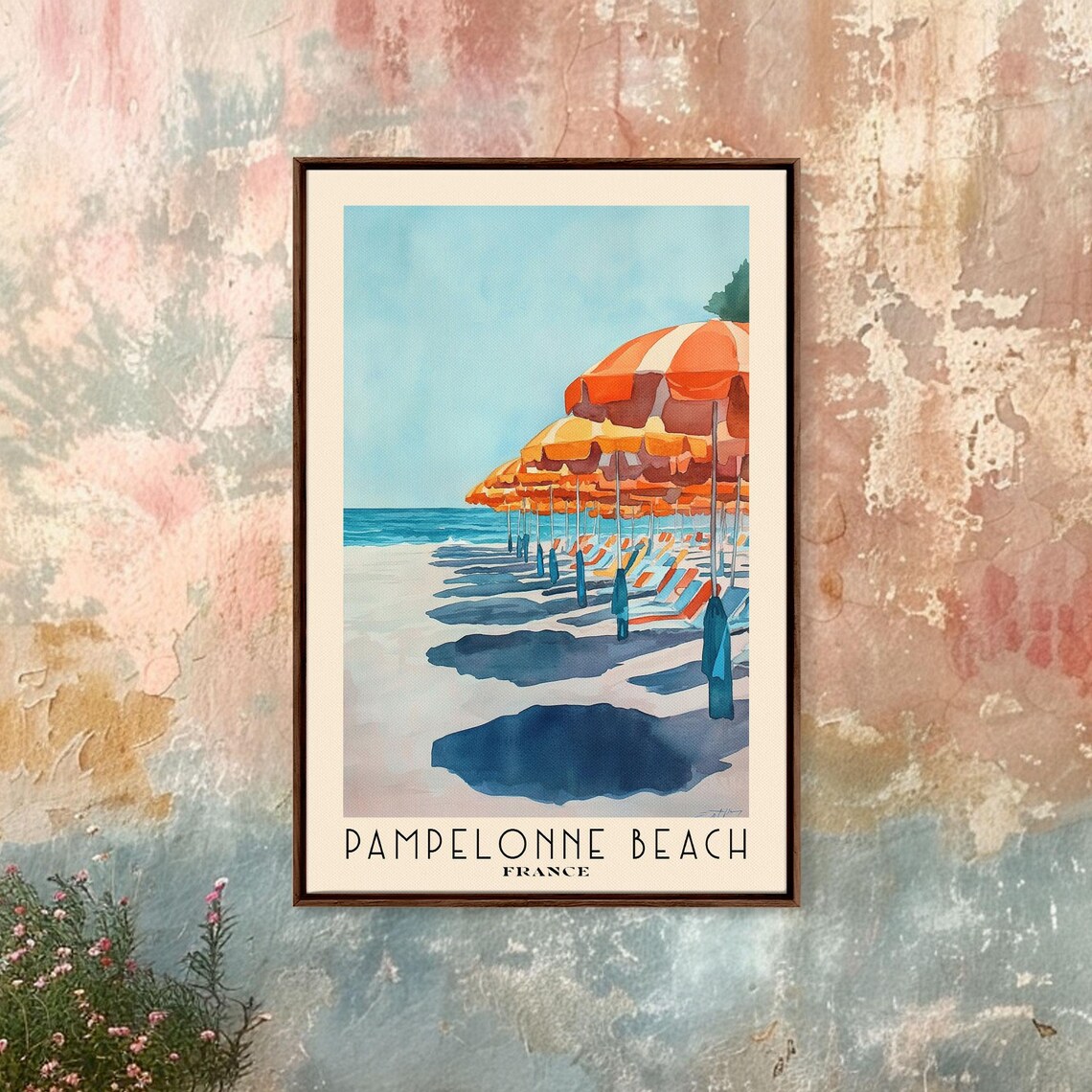 Pampelonne Beach France Watercolor Print Vacation Gift France Wall Art Beach Painting Beach Decor Large Wall Art Wood Frame Art