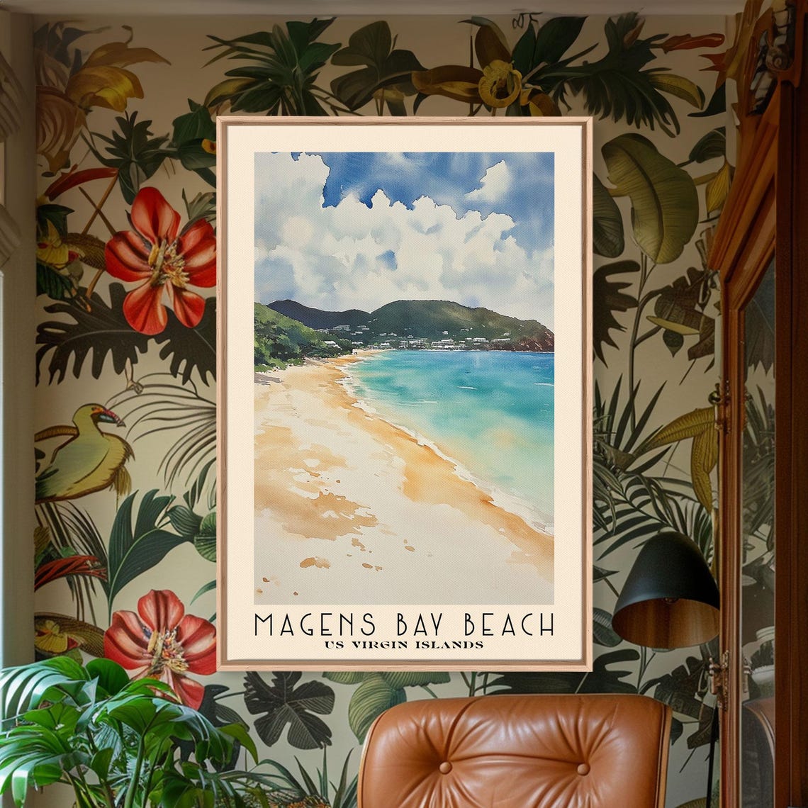 Magens Bay Beach US Virgin Islands Crescent Bay Turquoise Sea Poster - Image 2
