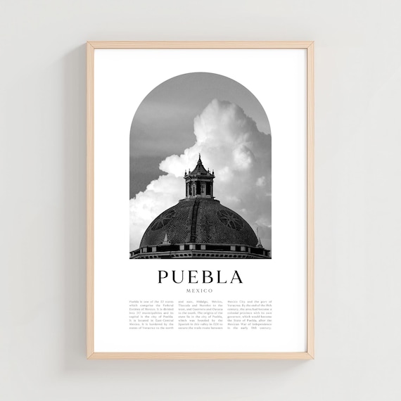 Puebla Travel Poster Print Wall Art Mexico City Gift Decor Na217m