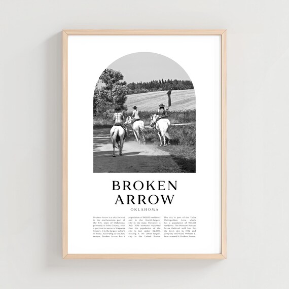 Broken Arrow Oklahoma Horseback Riders River Arch Black White Poster