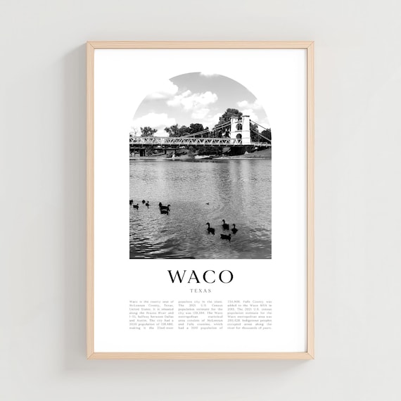 Waco Texas Suspension Bridge Black And White Photography Poster