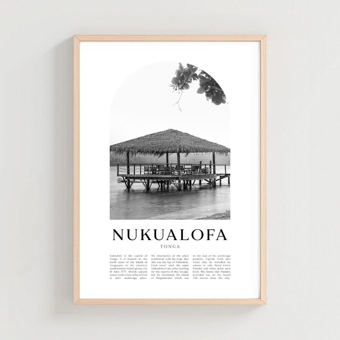 Nukualofa Tonga Capital Beach Fale Monochrome Photo Art Poster