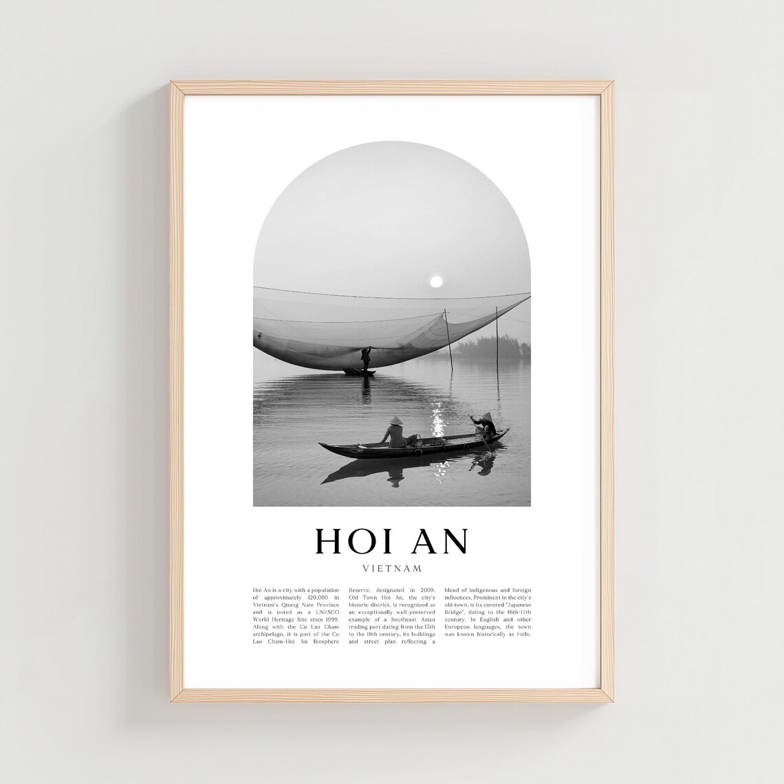 Hoi An Vietnam Fishing Nets Black and White Arch Photo City Poster