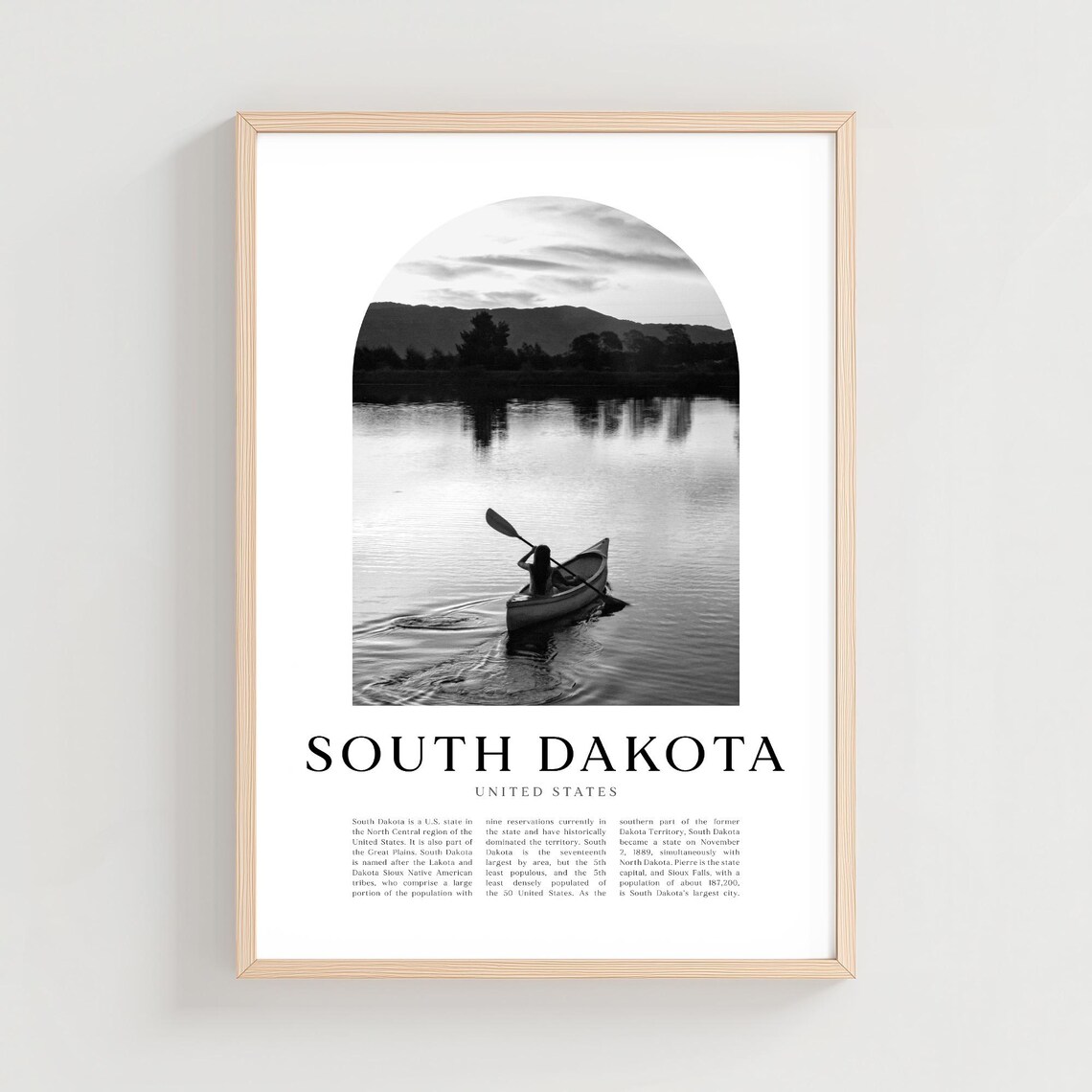 South Dakota United States Lone Canoeist Glassy Lake Dusk Photo Poster