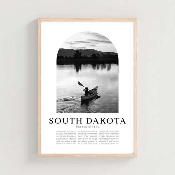 South Dakota United States Lone Canoeist Glassy Lake Dusk Photo Poster