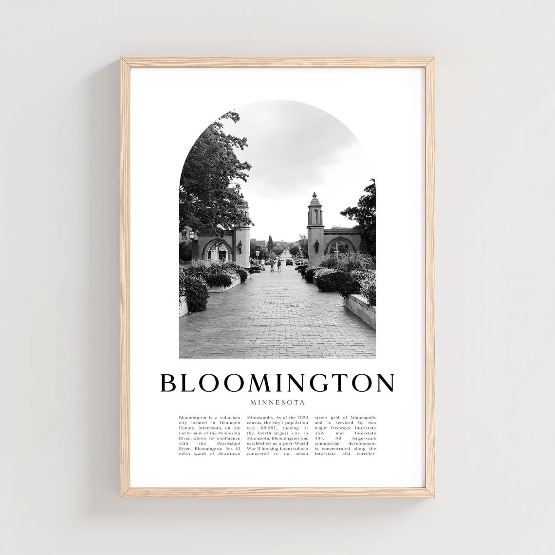Bloomington Minnesota City Gate Black and White Photo Poster