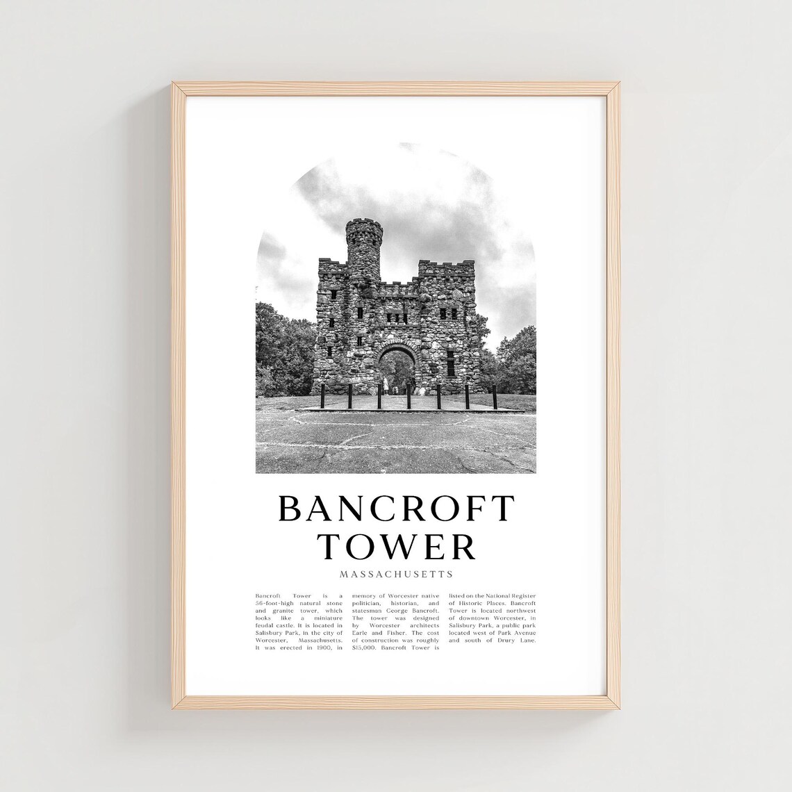 Bancroft Tower Massachusetts Historic Stone Castle Tower Photo Poster