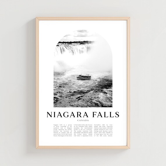 Niagara Falls Canada Black and White Waterfall Photo Poster Boat Tour