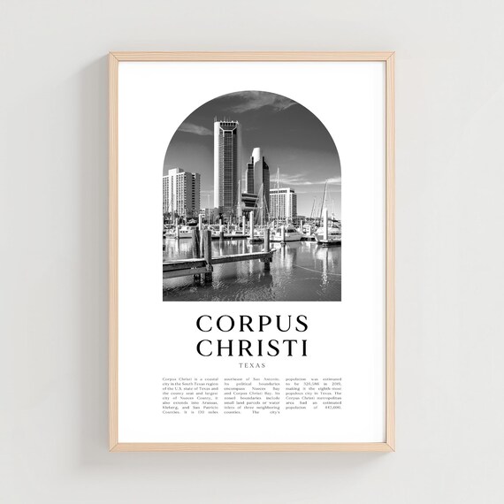 Corpus Christi Texas Black and White City Marina Arch Poster