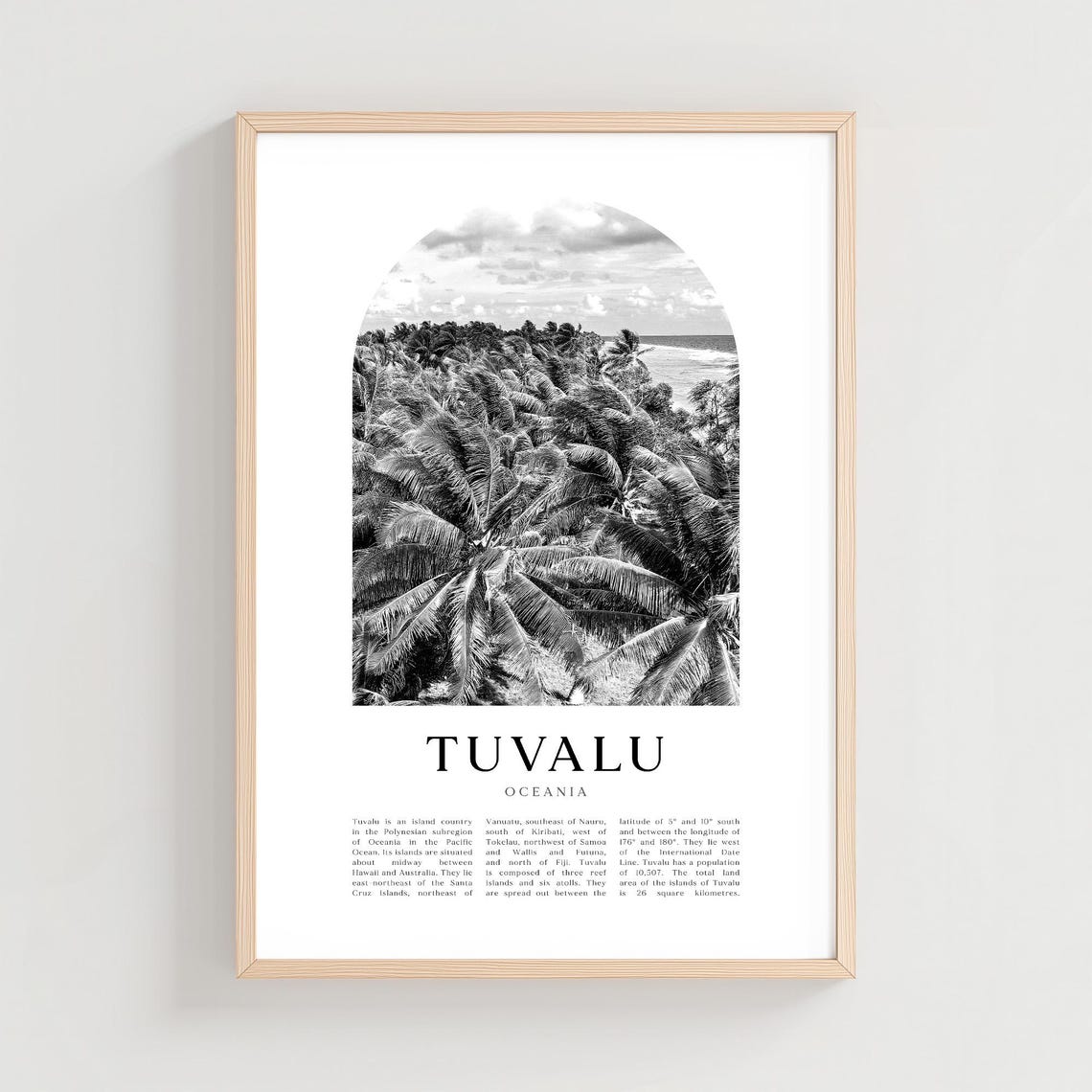 Tuvalu Oceania Black And White Palm Forest Island Photo Poster
