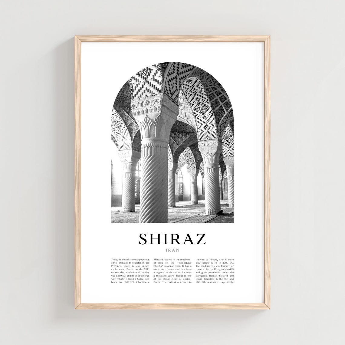 Shiraz Iran Historic Mosque Column Arcade Photo Travel Poster