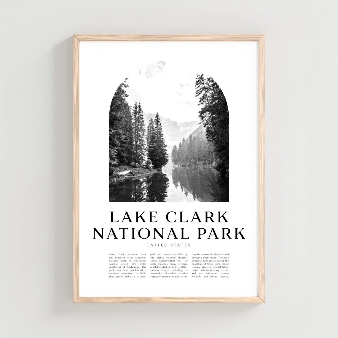 Lake Clark National Park Alaska Forest Lake Reflection Arch Travel Poster
