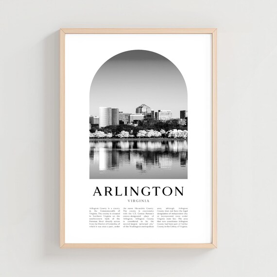 Arlington Virginia Potomac Skyline Reflection Black And White Photo Poster