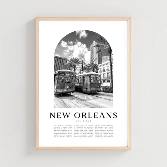 New Orleans Louisiana Streetcar Black and White Minimalist Poster
