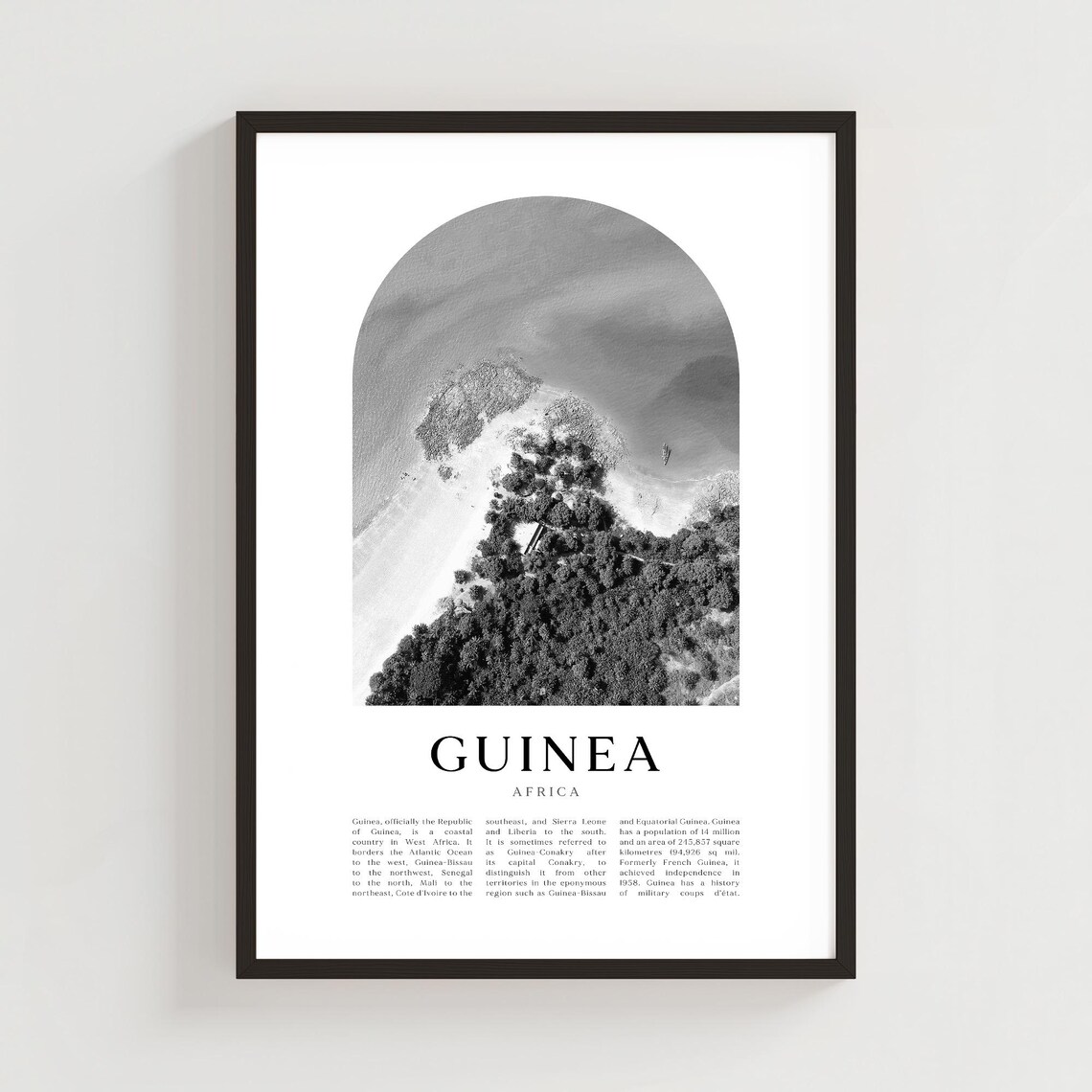 Guinea Africa Black and White Island Coast Photography Wall Art