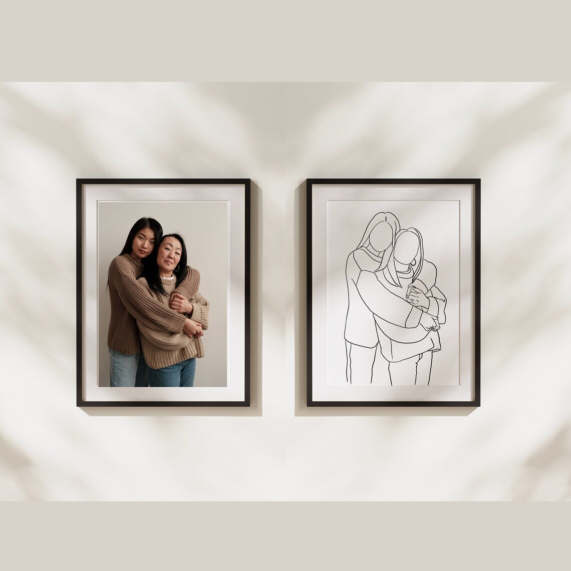 Custom Line Drawing Family Portrait, Mother Gift - Image 2