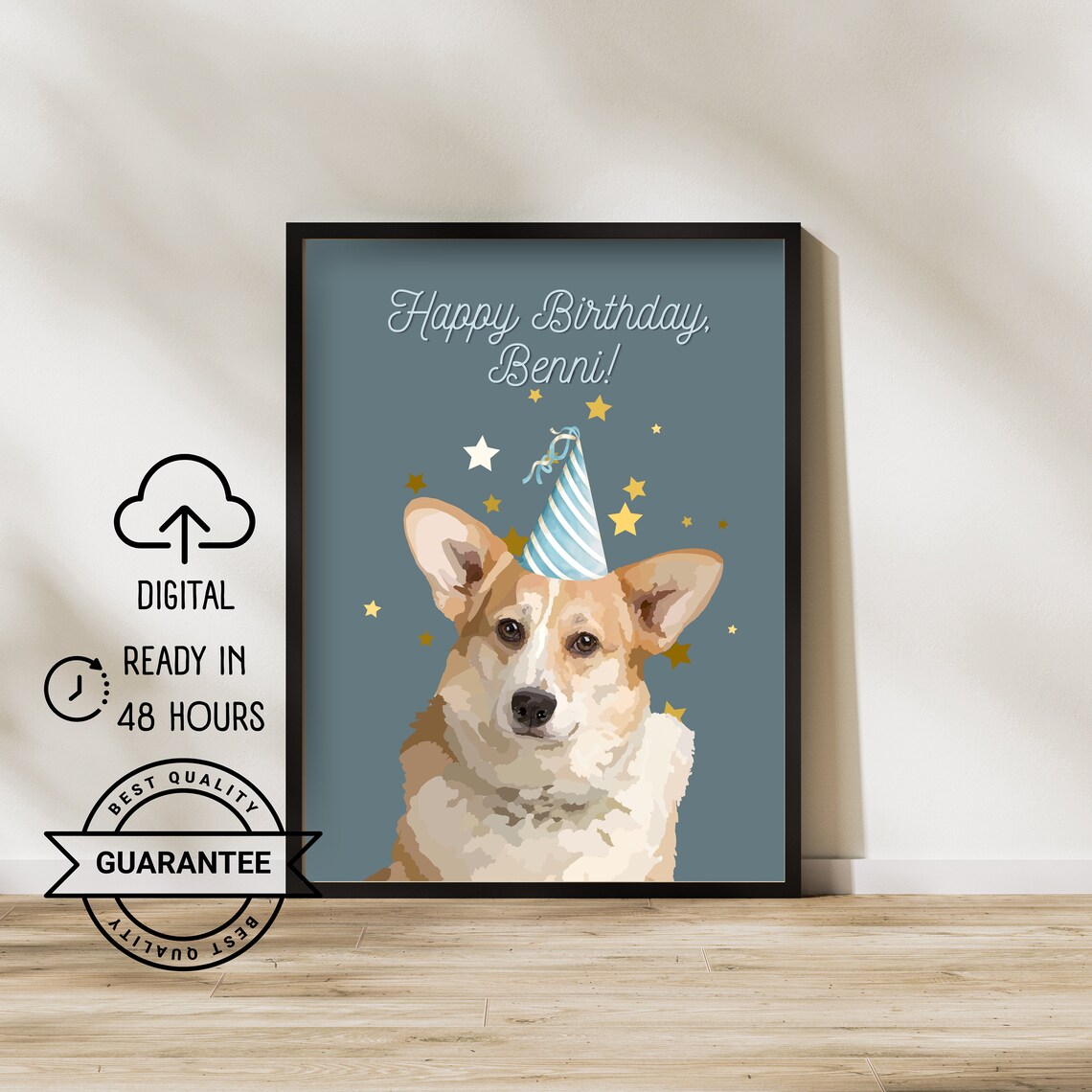 Animal Portrait From Photo Dog Birthday Poster Pet Birthday Personalized Dog Party Poster Dog Party Decorations