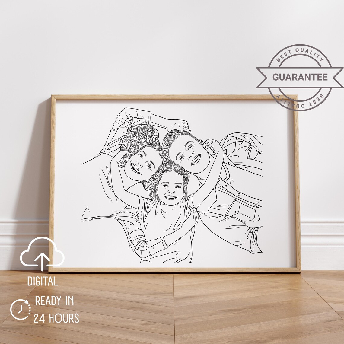 Custom Couple Line Drawing Portrait, From Photo