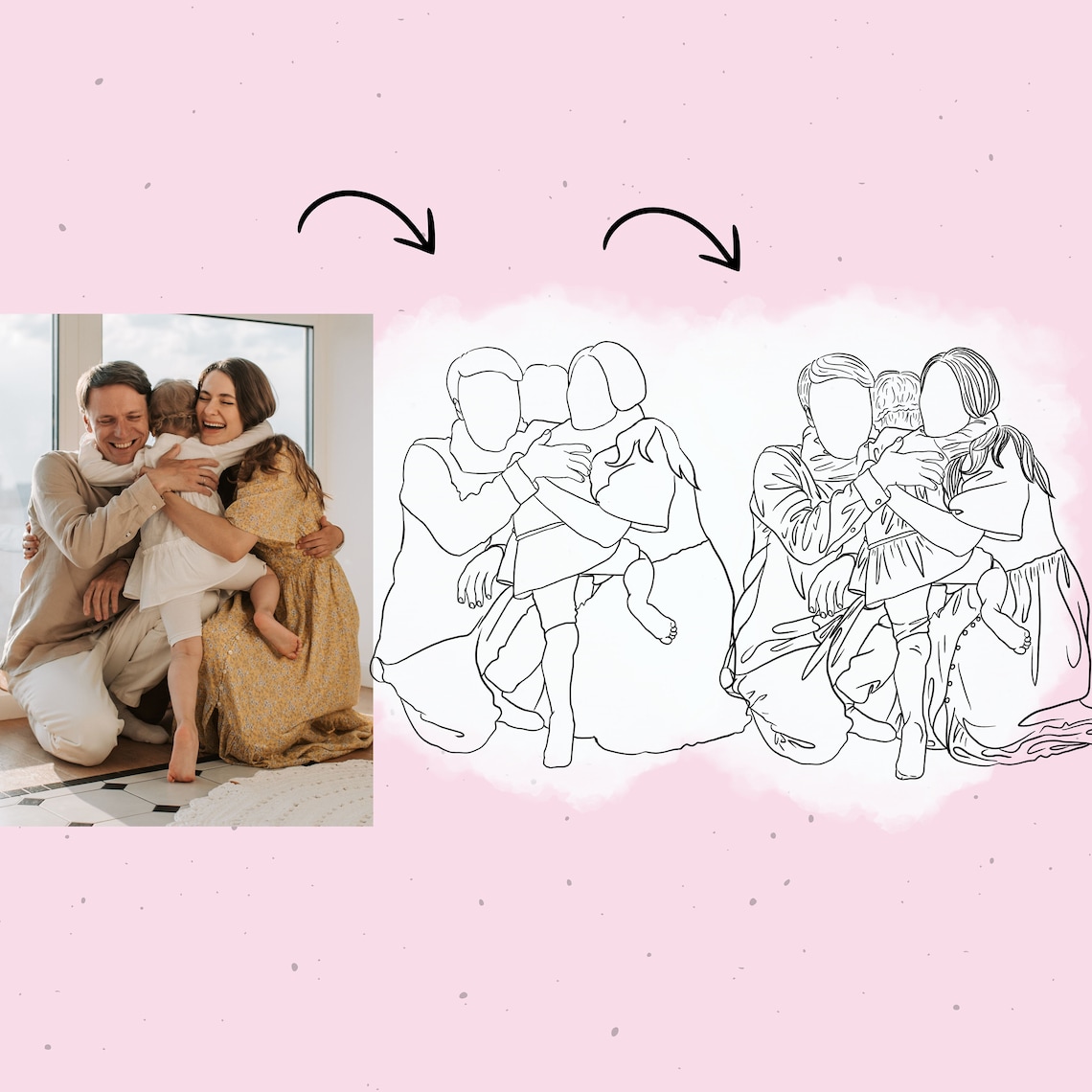 Custom Couple Line Art Personalized Portrait Gift - Image 2