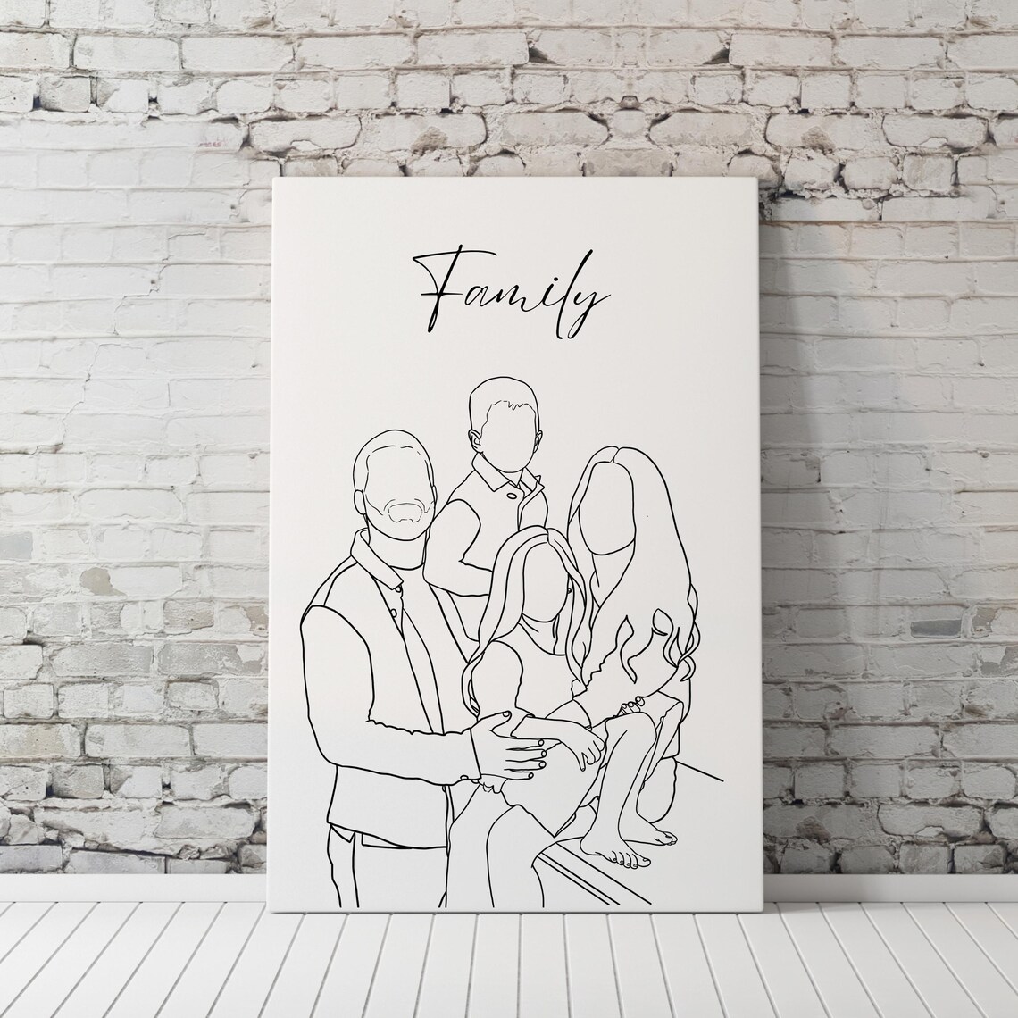 Custom Line Drawing Family Wedding Portrait - Image 3