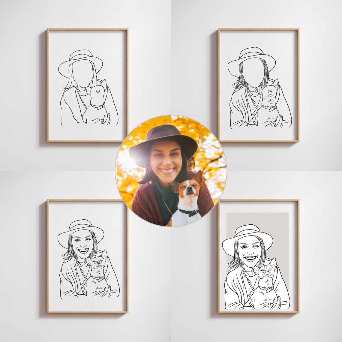 Custom Line Drawing Personalized Dog Portrait - Image 2