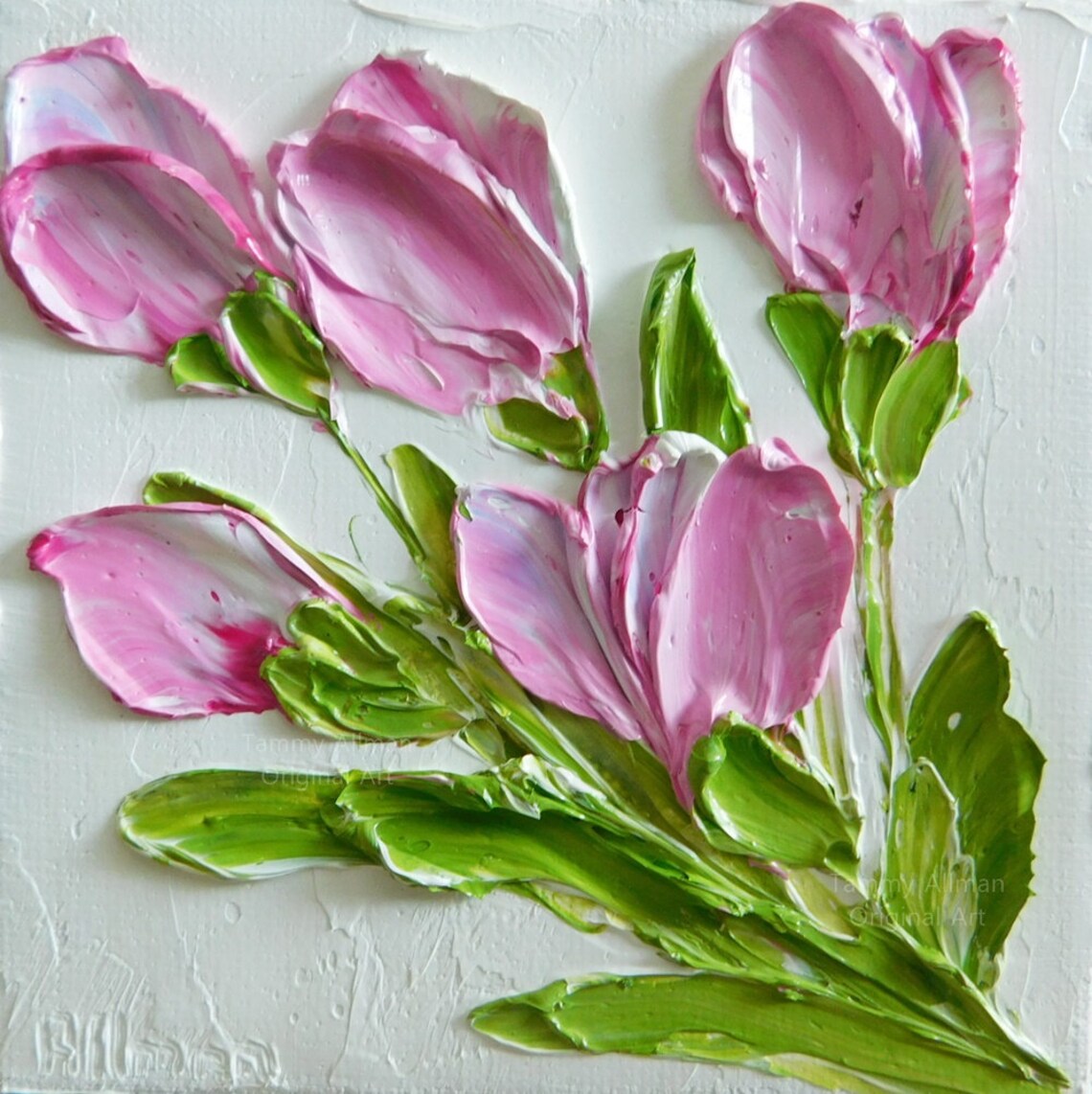 Custom Tulip Impasto Oil Painting, Minimalist Art Print - Image 4