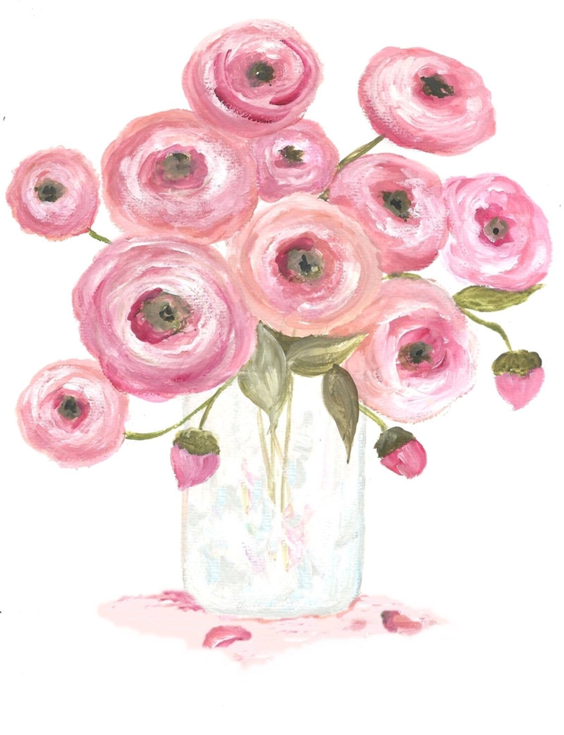 Ranunculus Watercolor Floral Vase Series Art Print - Image 3