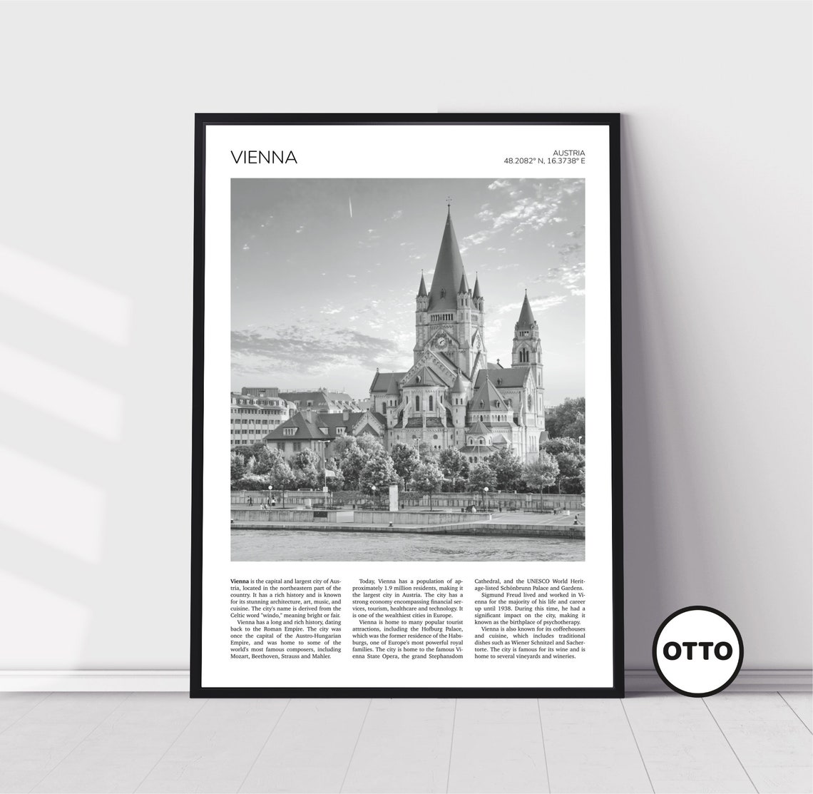 Vienna Wall Art Vienna Artful Travel Poster Print Photo Church Heiliger Franz Of Assisi Mexikoplatz The Danube Austria Europe