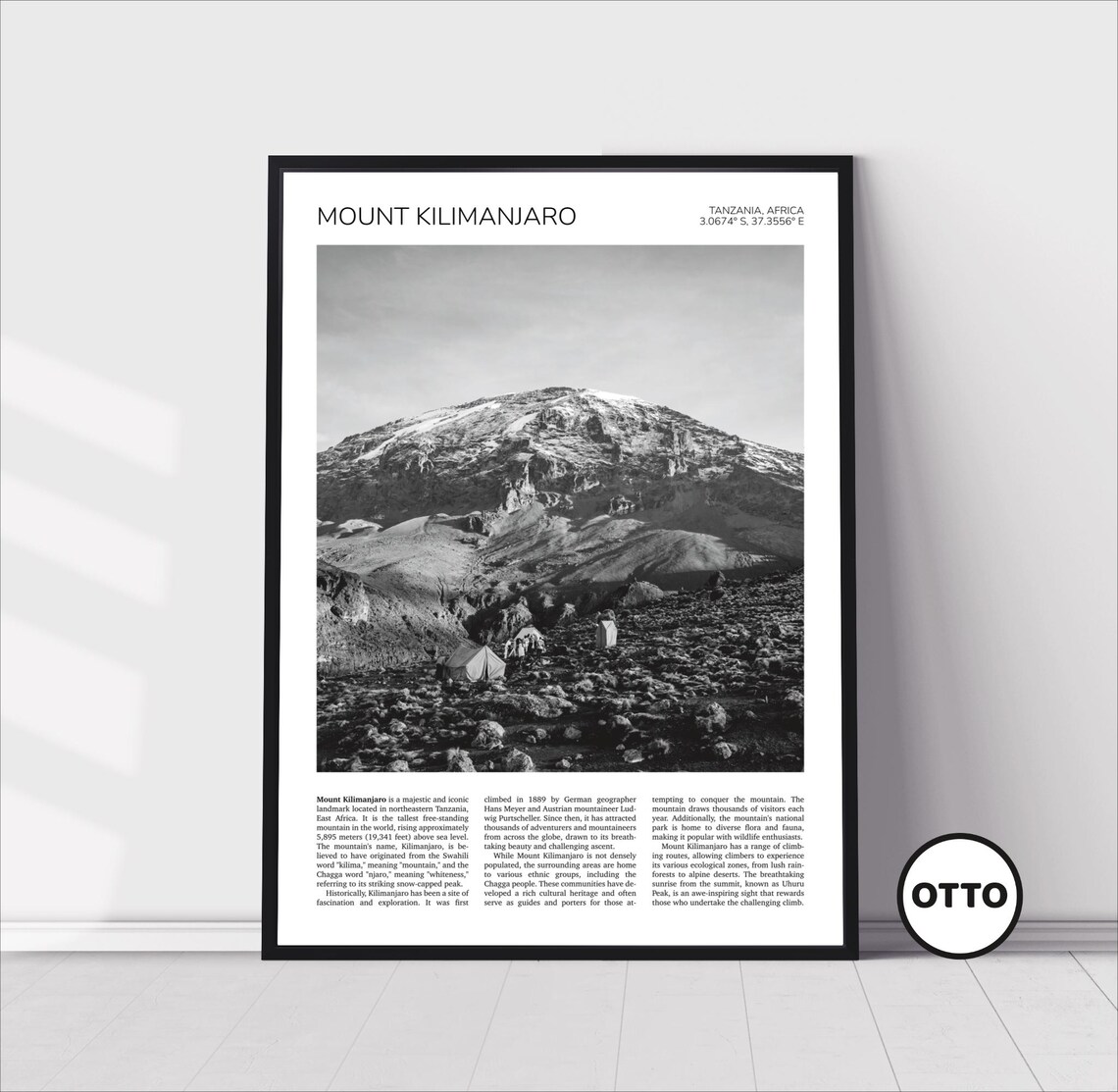 Mount Kilimanjaro Travel Poster, Tanzania Landscape